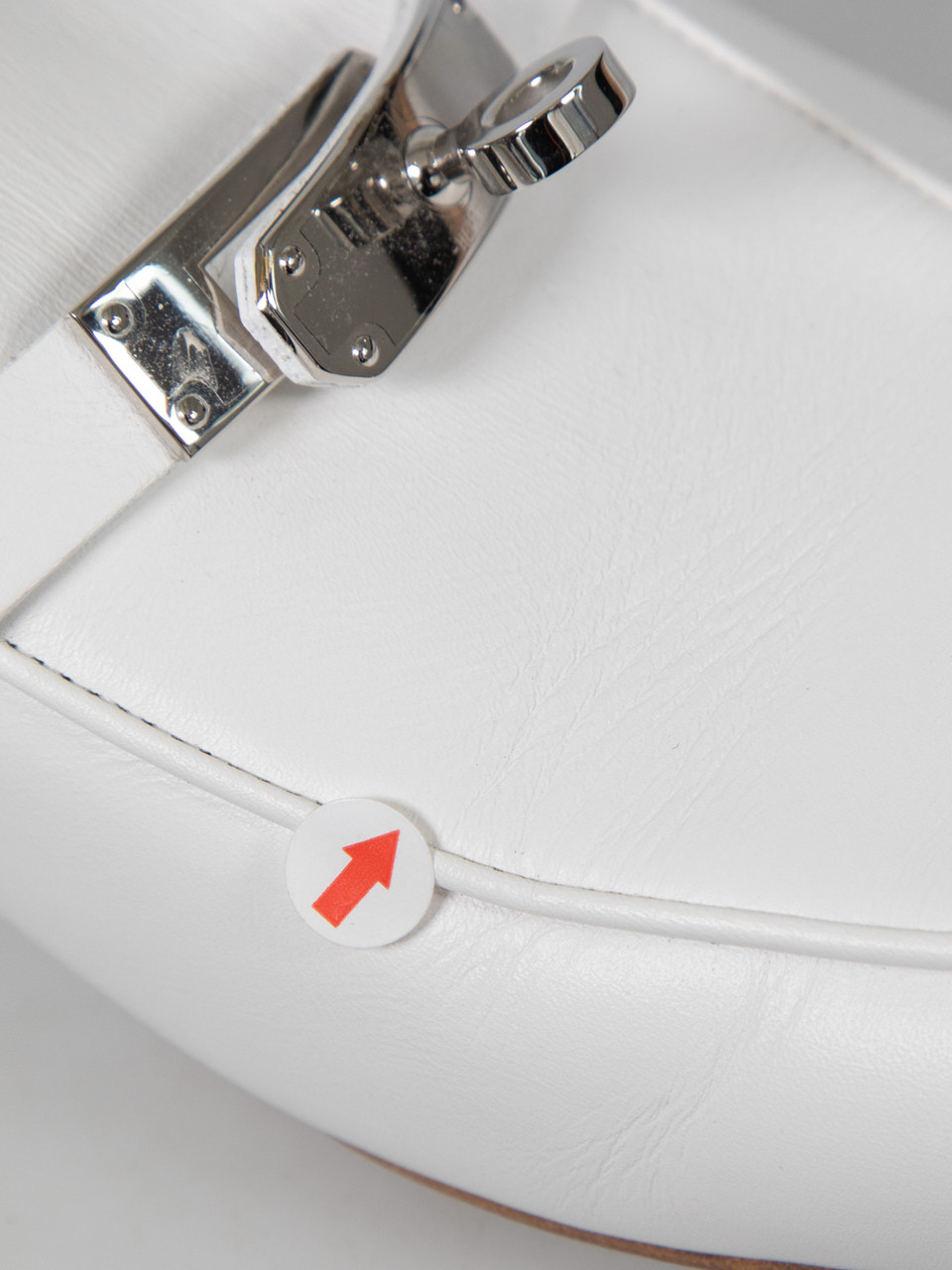 Hermès White Leather Oz Kelly Mules