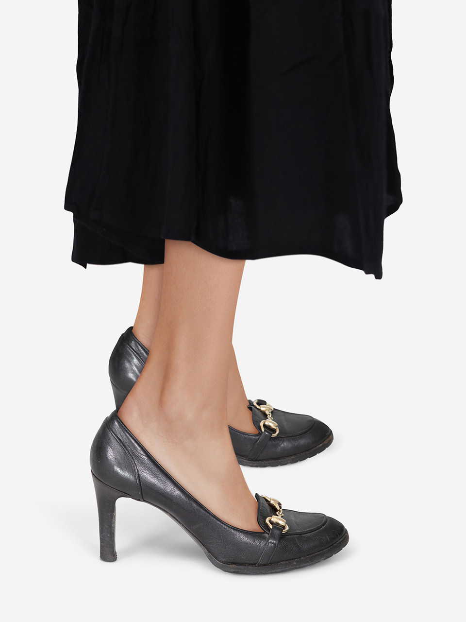Gucci Black Leather Horsebit Heels