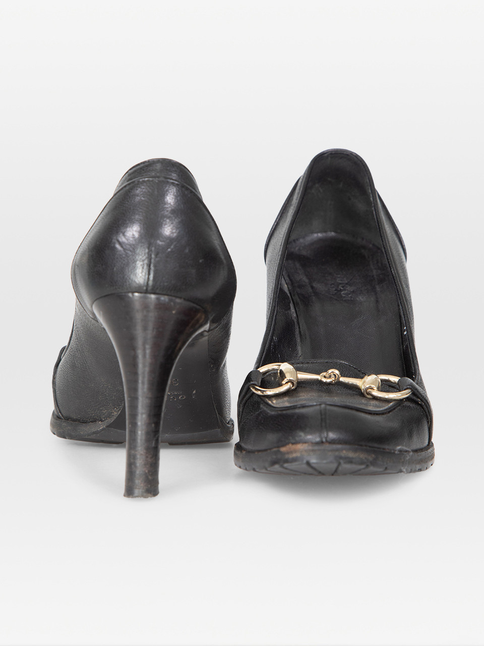 Gucci Black Leather Horsebit Heels