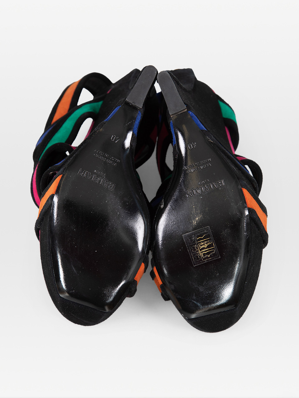 Balmain Suede Panelled Wedge Sandals Balmain Suede Panelled Wedge Sandals