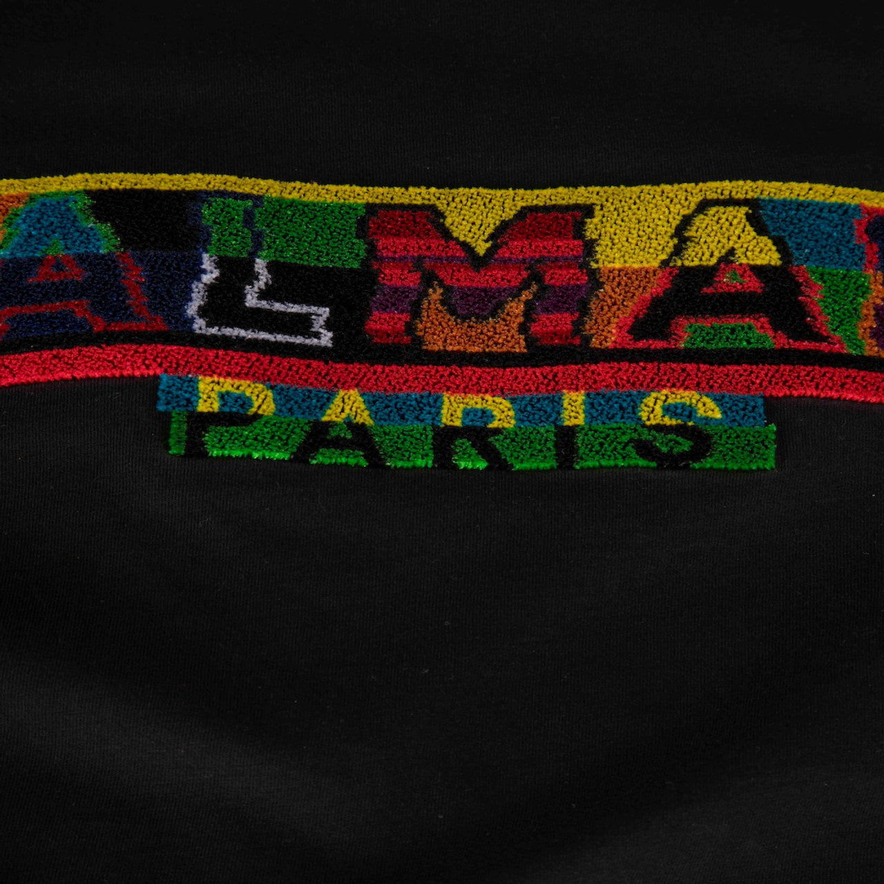 Balmain Black Logo Embroidered Front T-Shirt