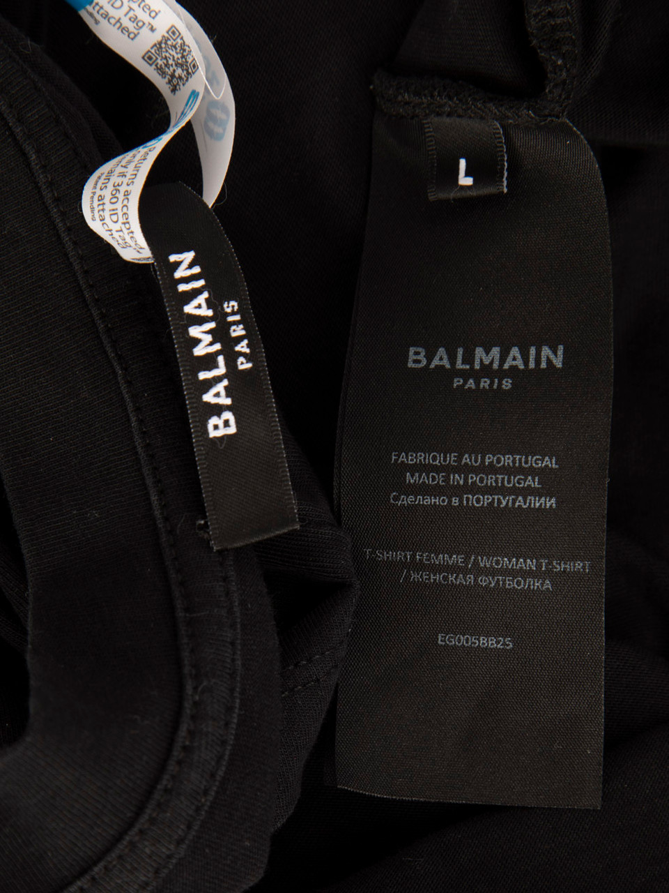 Balmain Black Logo Embroidered Front T-Shirt