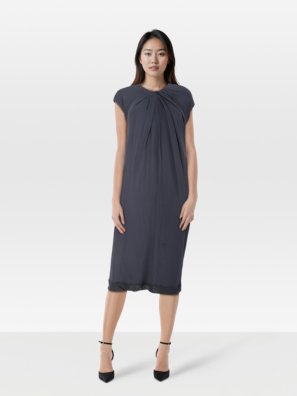 Max Mara Max Mara Studio Navy Draped Midi Dress