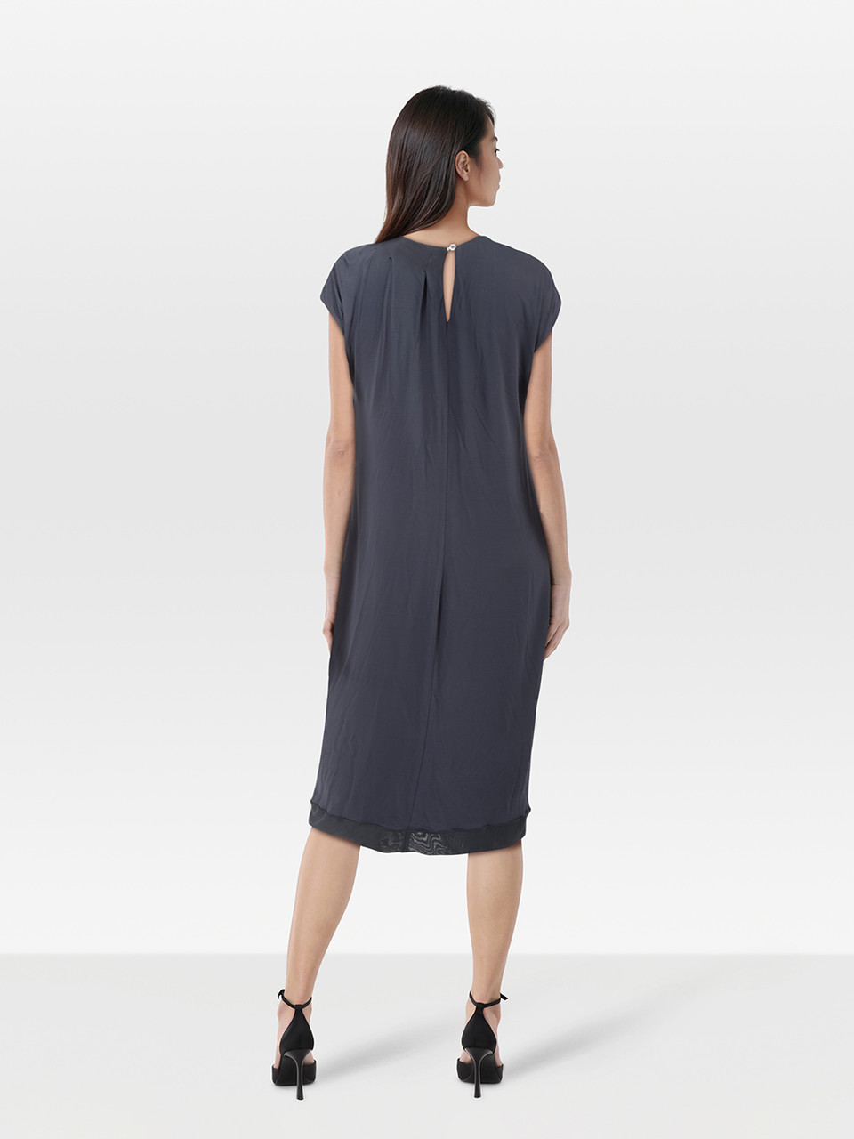 Max Mara Max Mara Studio Navy Draped Midi Dress