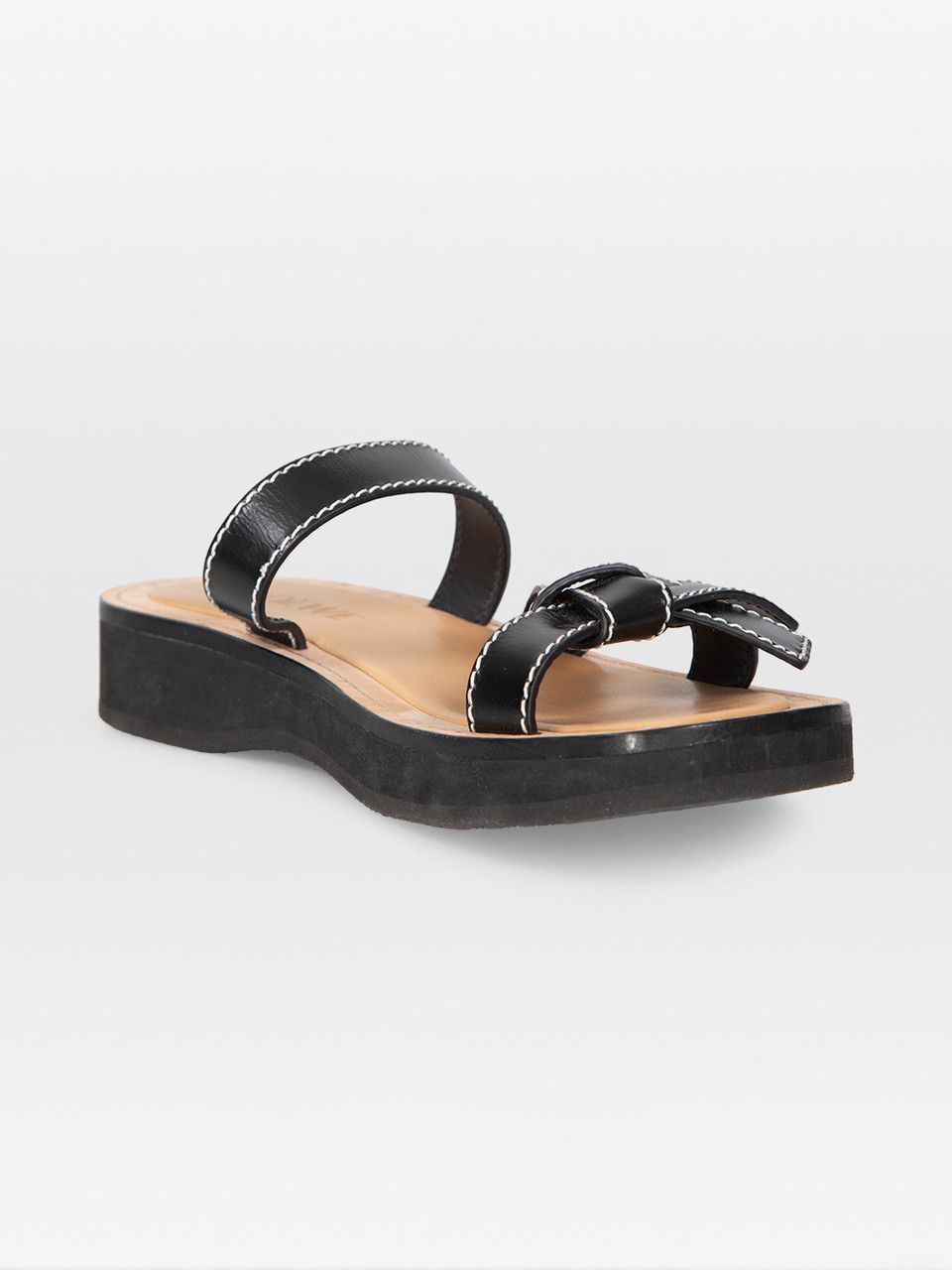 Loewe Black Leather Knot Detail Slides