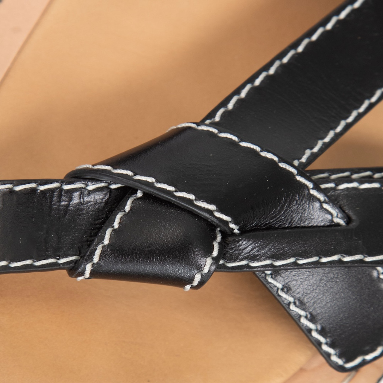 Loewe Black Leather Knot Detail Slides