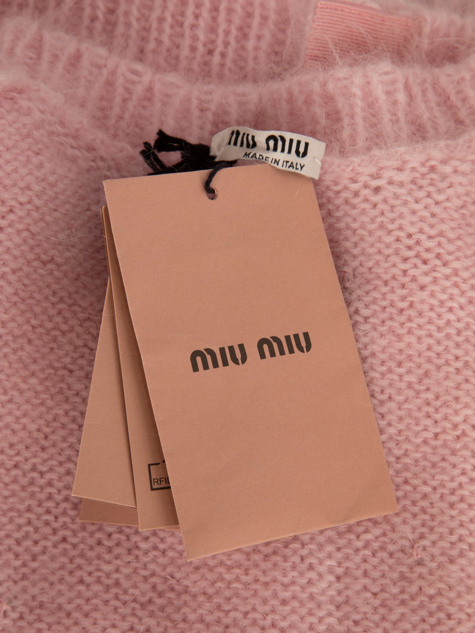 Miu Miu Pink Mohair Crystal Embellished Cardigan