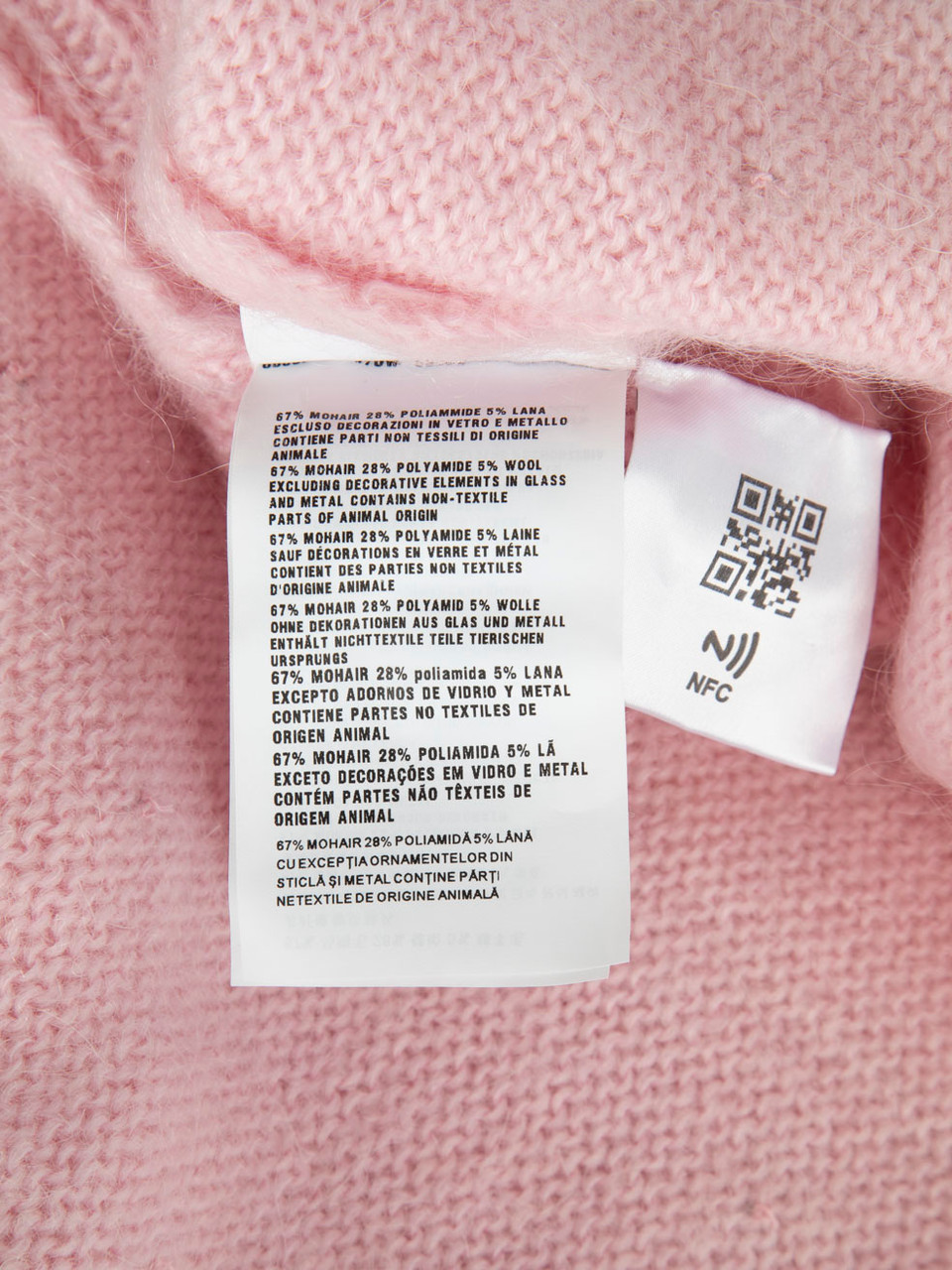 Miu Miu Pink Mohair Crystal Embellished Cardigan