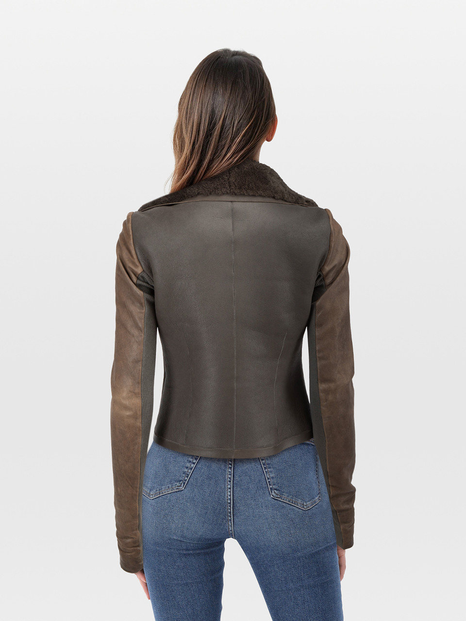 Rick Owens Brown & Grey Lamb Leather Jacket