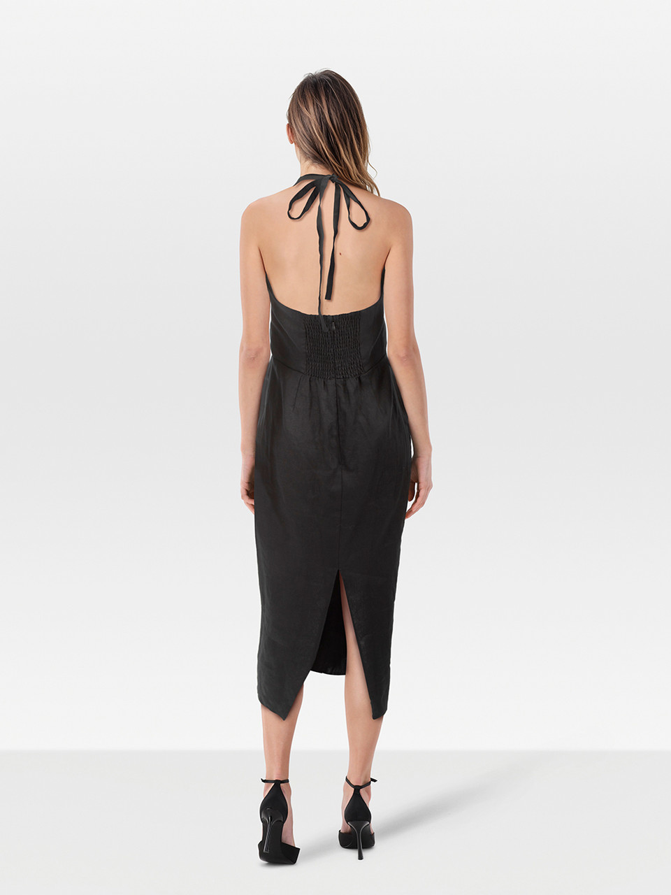 Reformation Black Ruched Bodice Maxi Dress