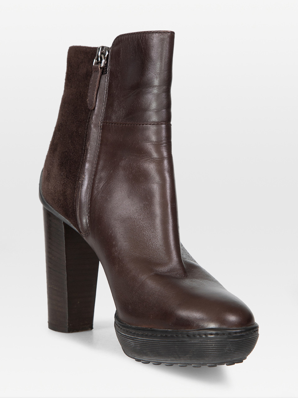Tod's Brown Leather & Suede Ankle Boots