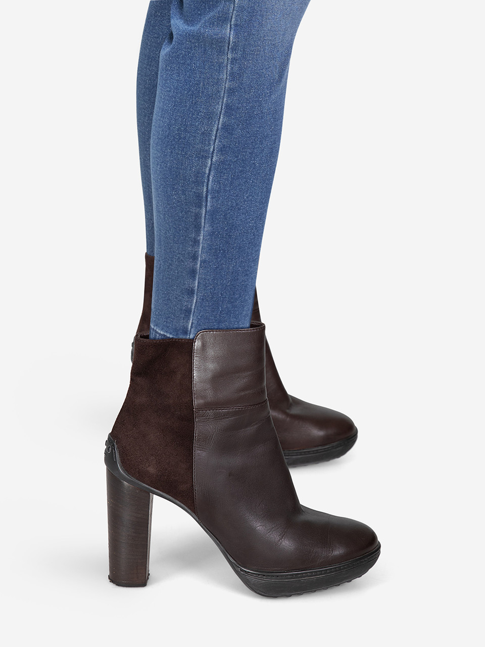 Tod's Brown Leather & Suede Ankle Boots