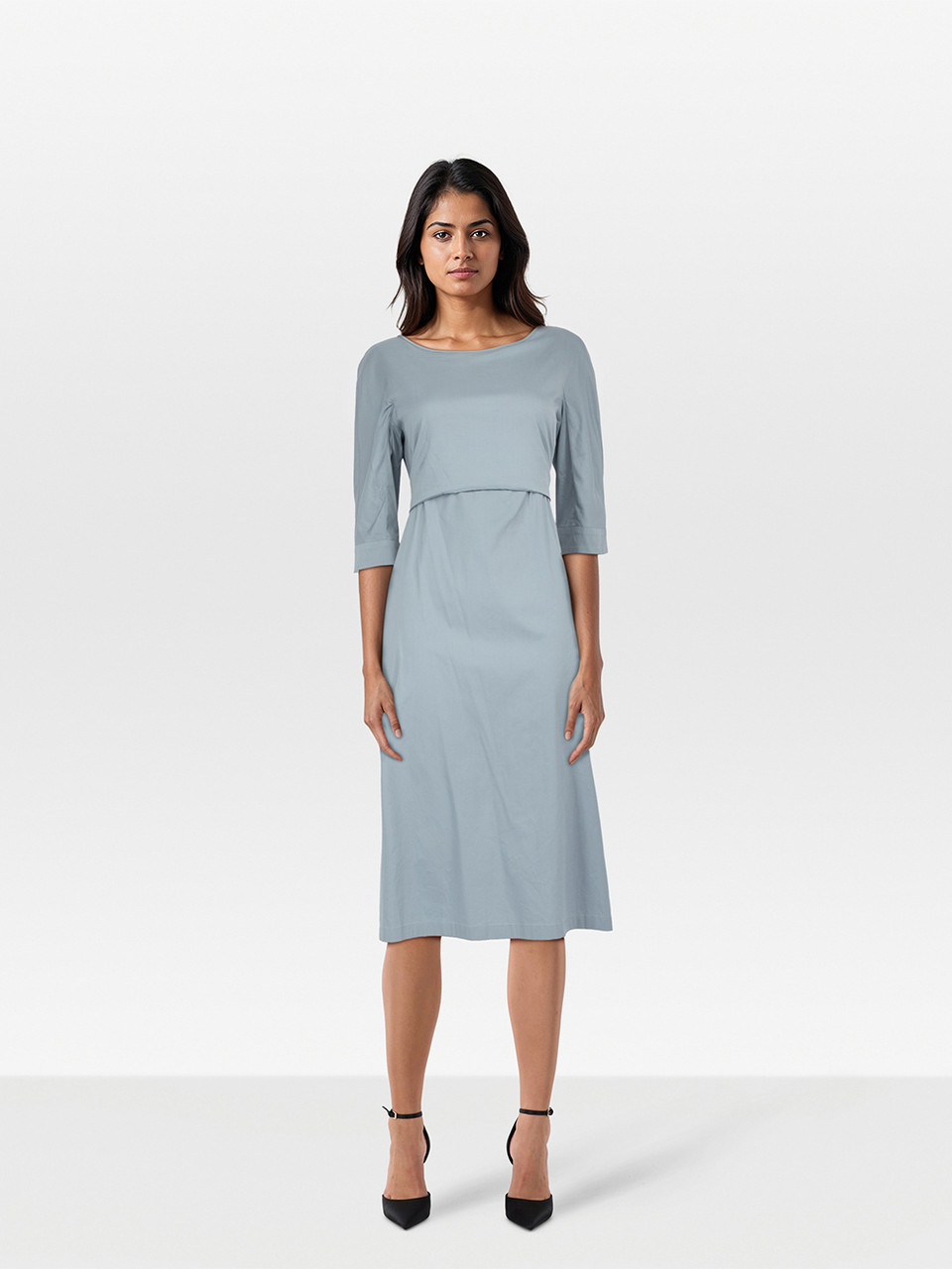 Max Mara 'S Max Mara Blue Bow Tie Midi Dress
