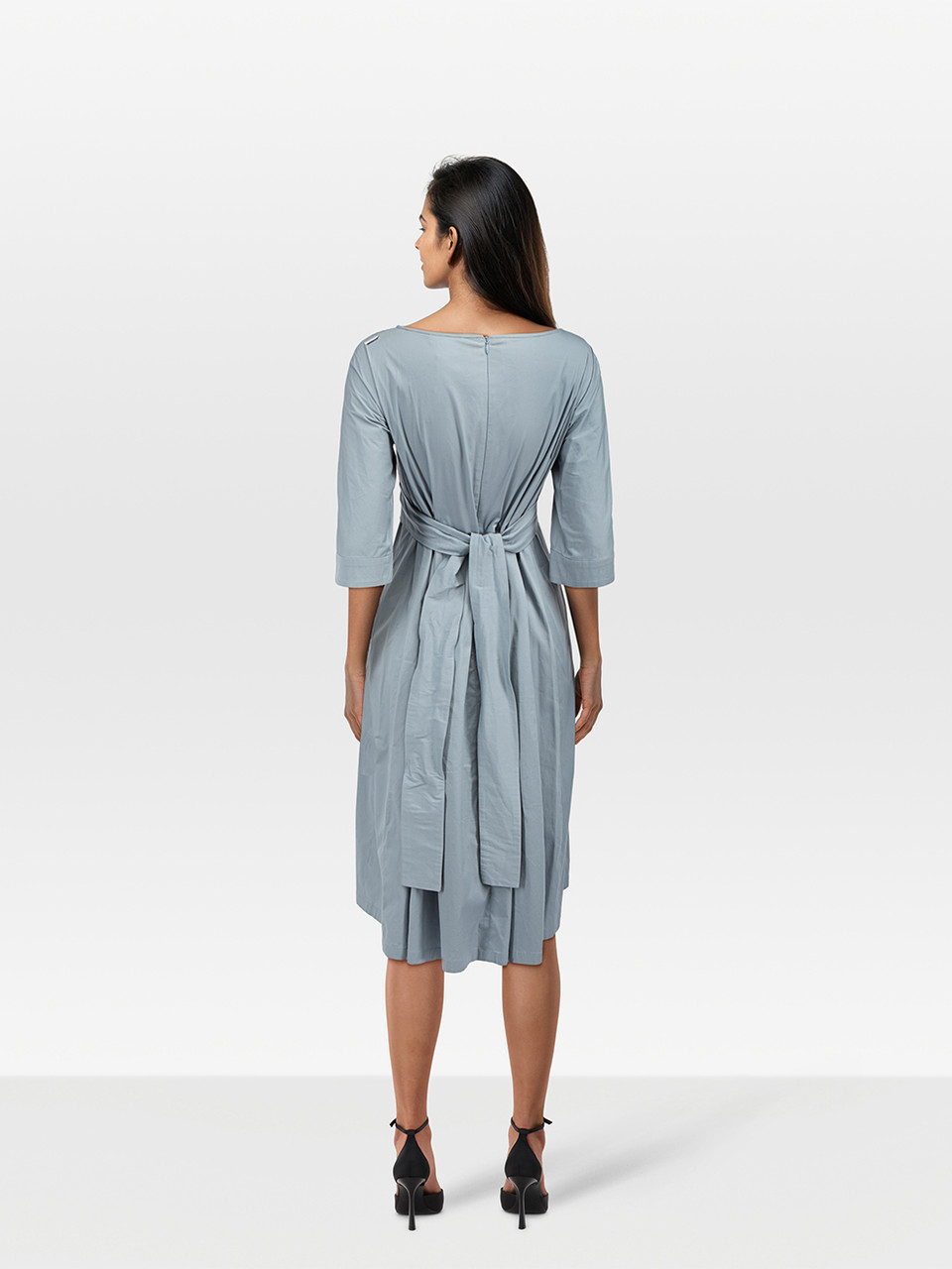 Max Mara 'S Max Mara Blue Bow Tie Midi Dress