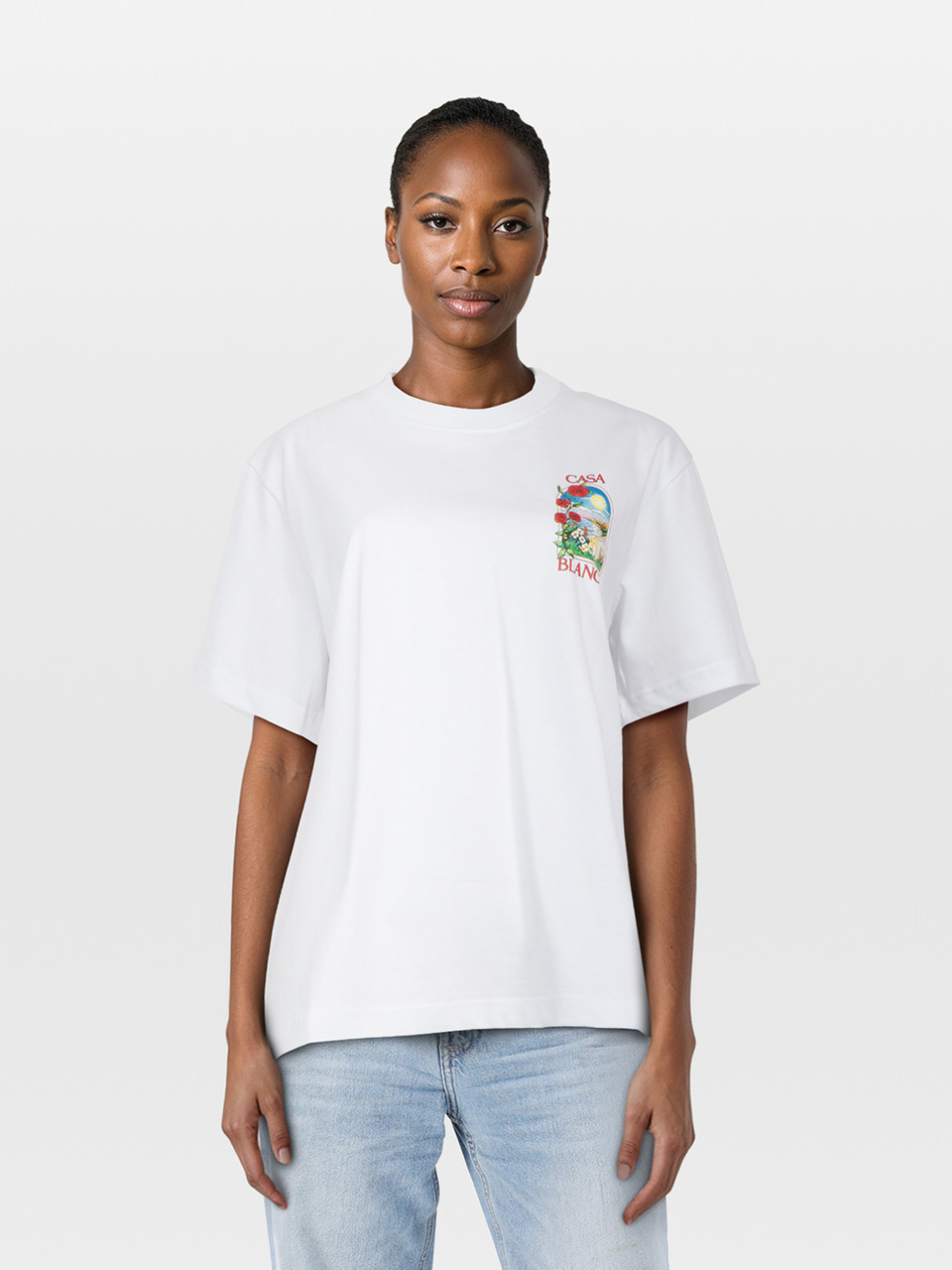 Casablanca White Logo Graphic Print T-Shirt