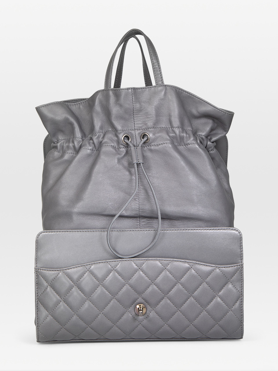 Chanel 2014-2015 Grey Convertible Drawstring Bag