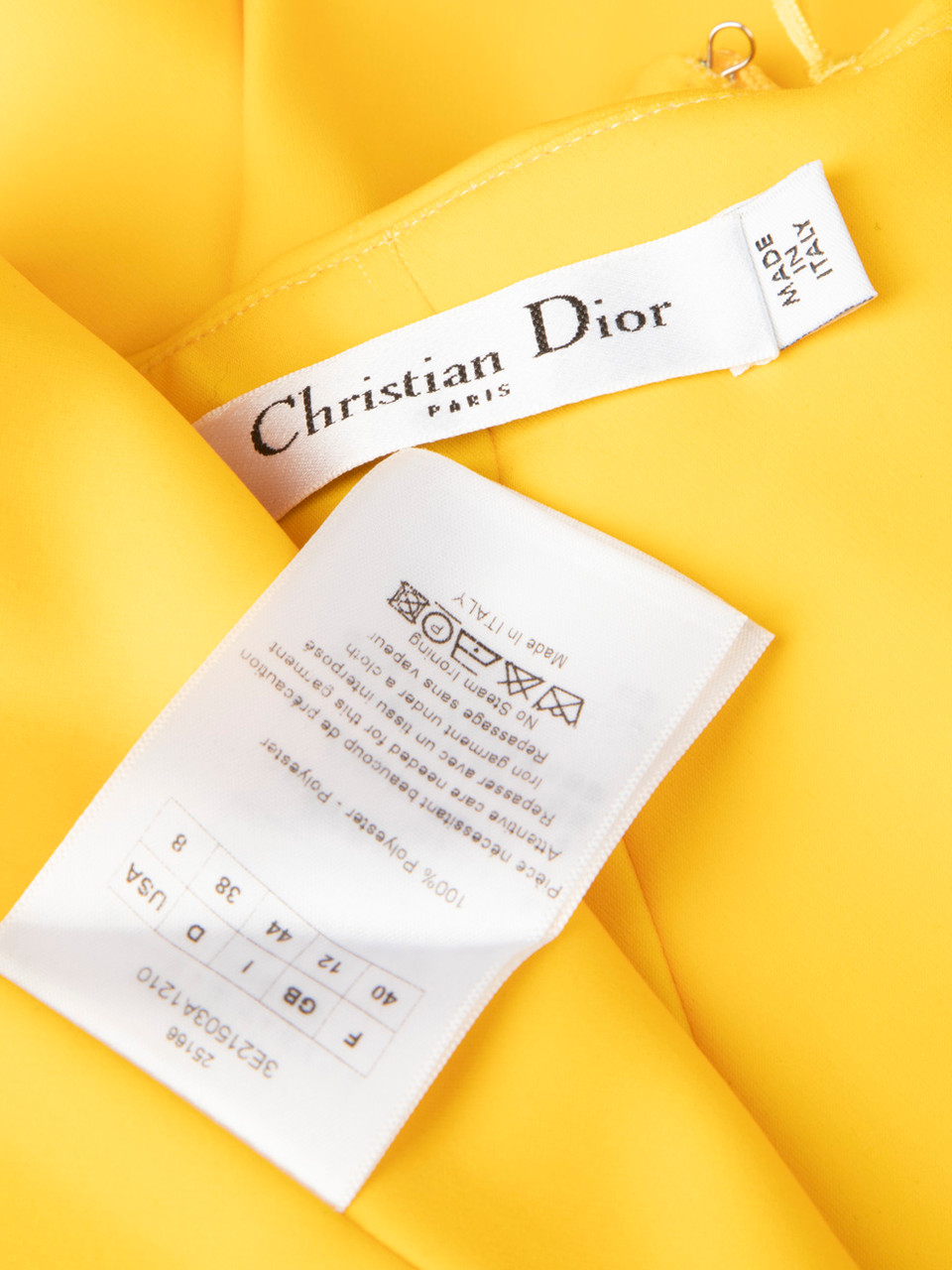 Dior Yellow Asymmetric Hem Strapless Top
