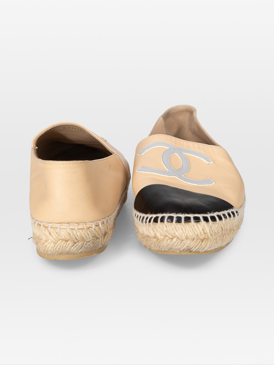 Chanel Beige Leather CC Logo Espadrilles