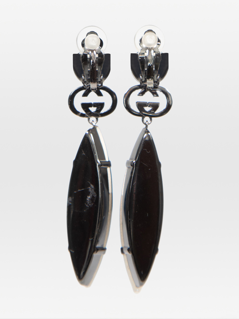 Gucci Navy Crystal Drop Clip On Earrings