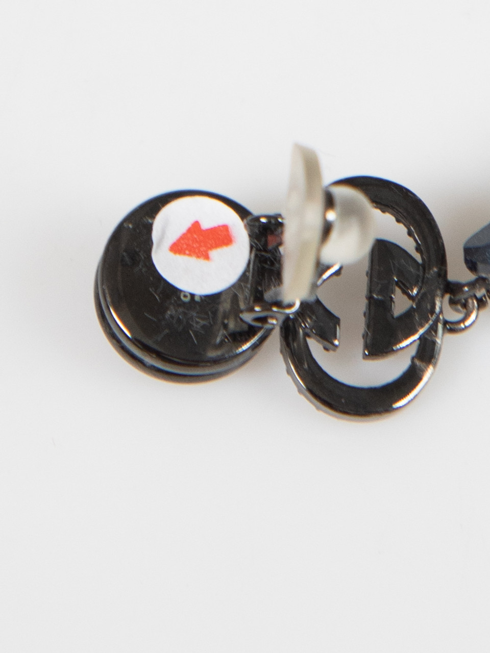 Gucci Navy Crystal Drop Clip On Earrings