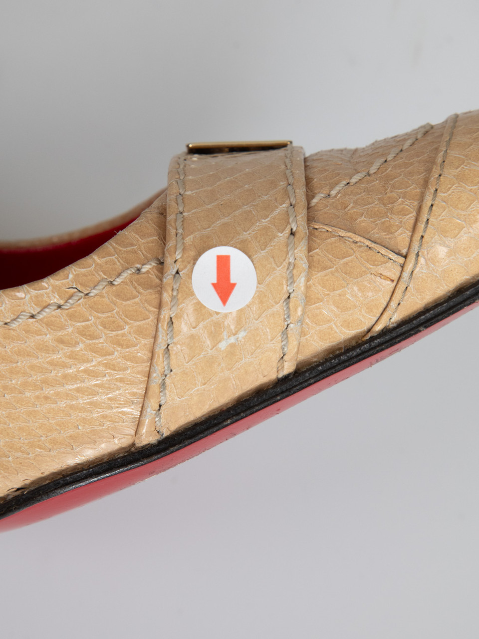Dolce & Gabbana Beige Snakeskin Pointed Logo Heels