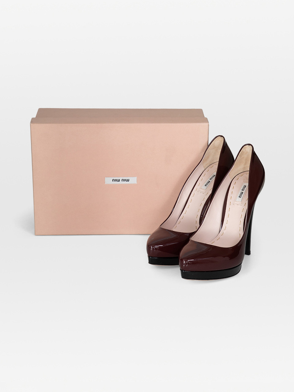 Miu Miu Burgundy Patent Pointed Toe Heels