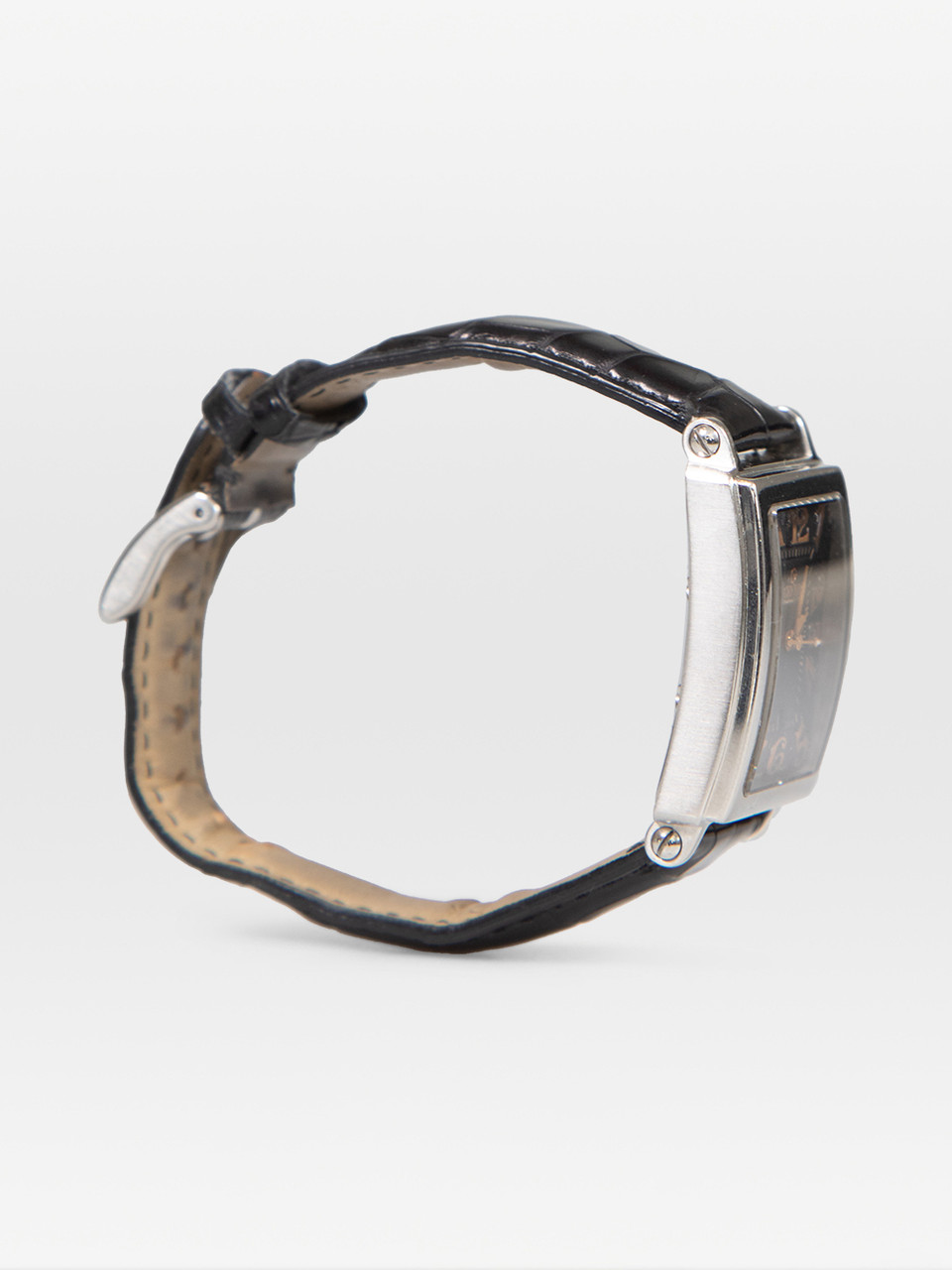 Gevril Black Leather Embossed Avenue of Americas Watch