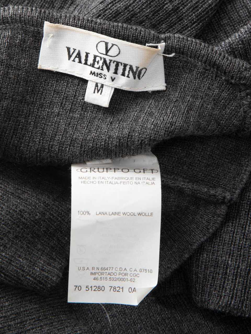 Valentino Garavani Grey Knit Wool Short Sleeve Top