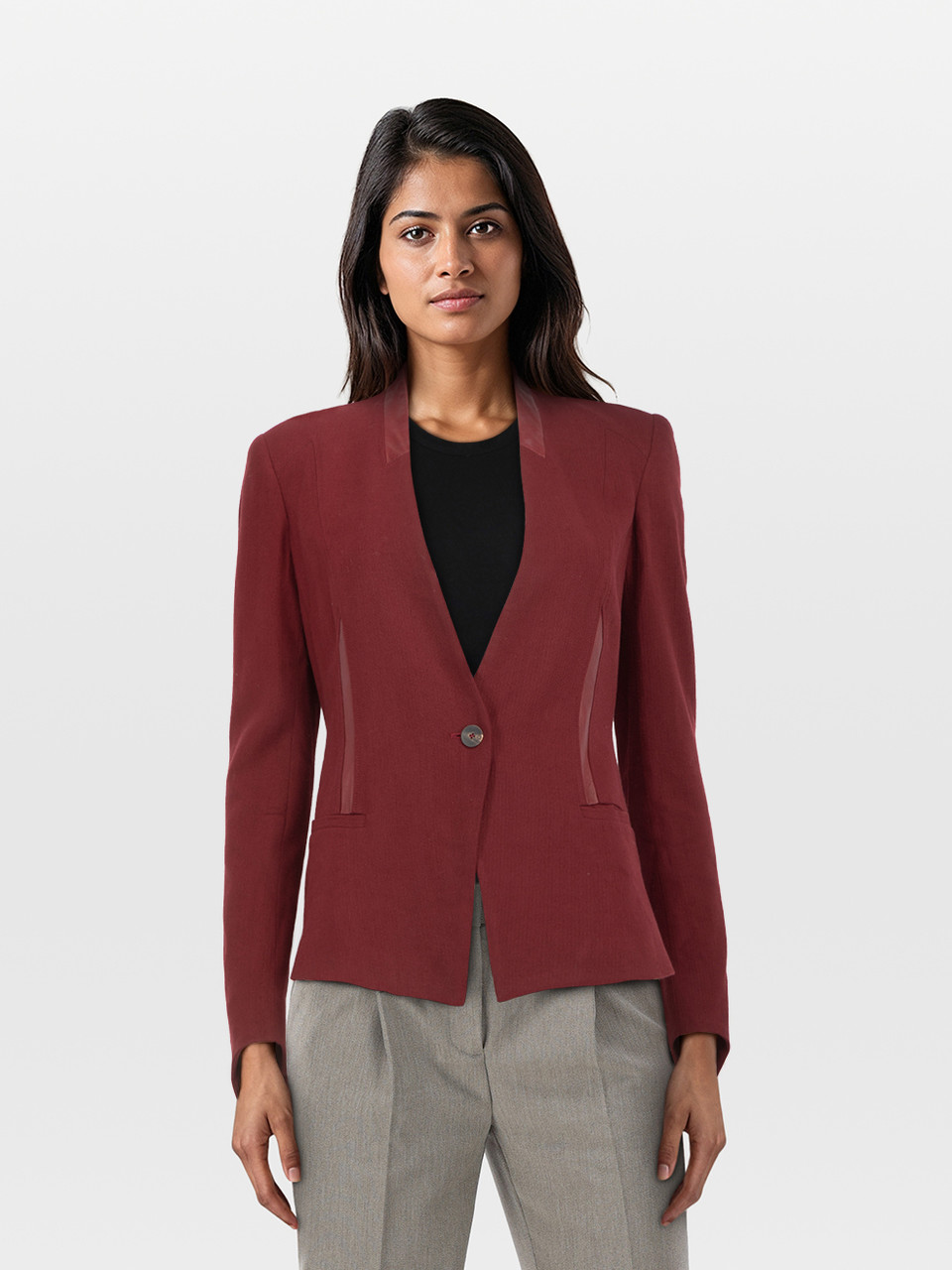 Helmut Lang Burgundy Single Breasted Blazer