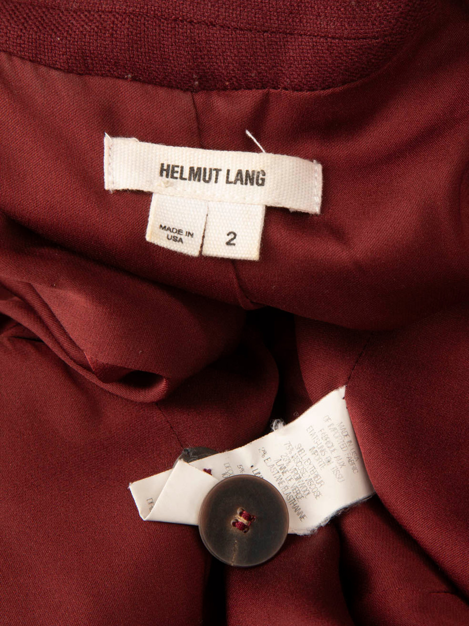 Helmut Lang Burgundy Single Breasted Blazer