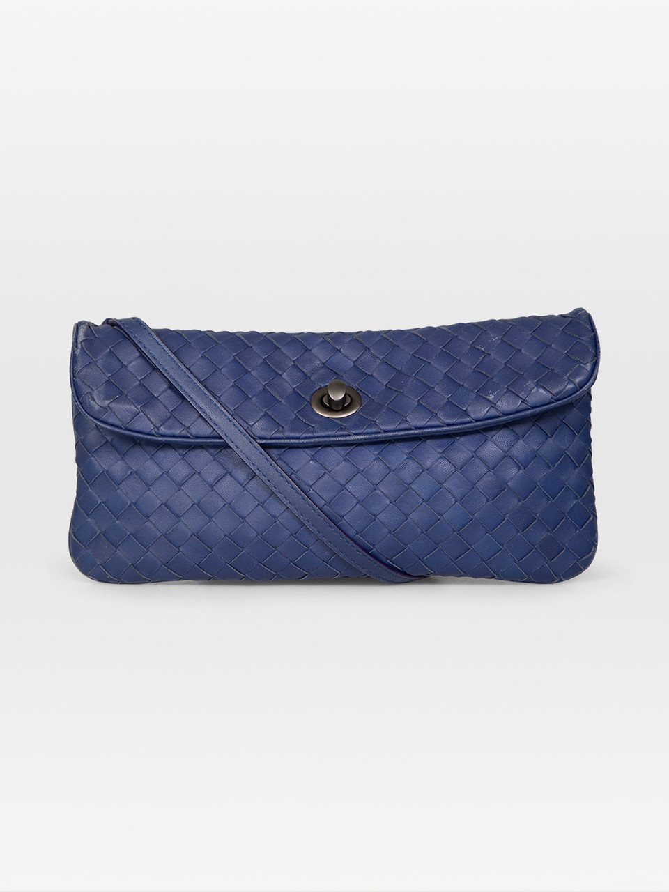 Bottega Veneta Blue Leather Intrecciato Leather Bag