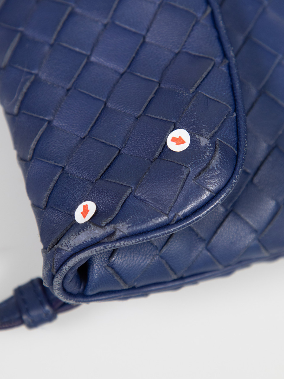 Bottega Veneta Blue Leather Intrecciato Leather Bag