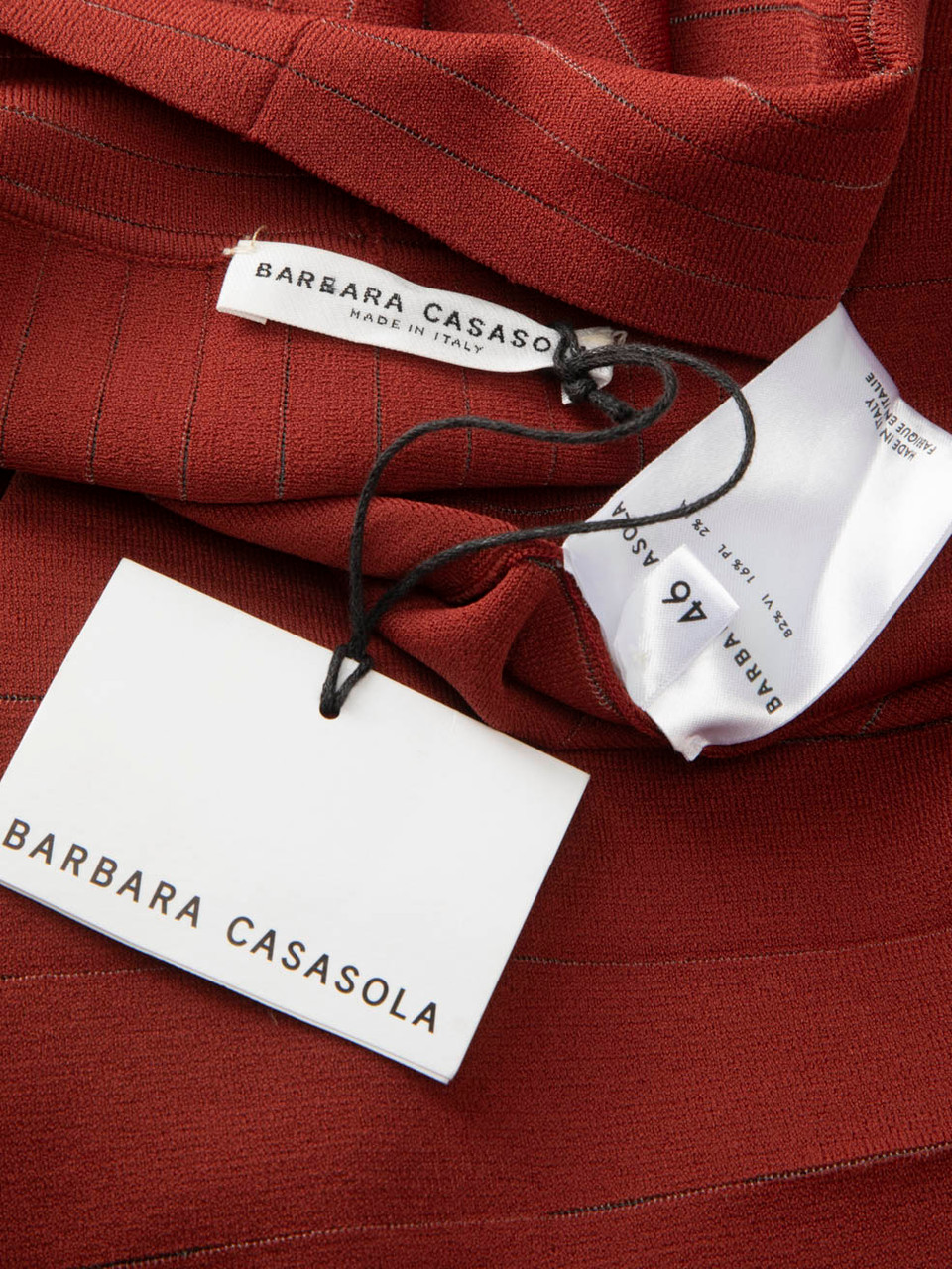 CASASOLA Brick Red Short Sleeve Midi Dress