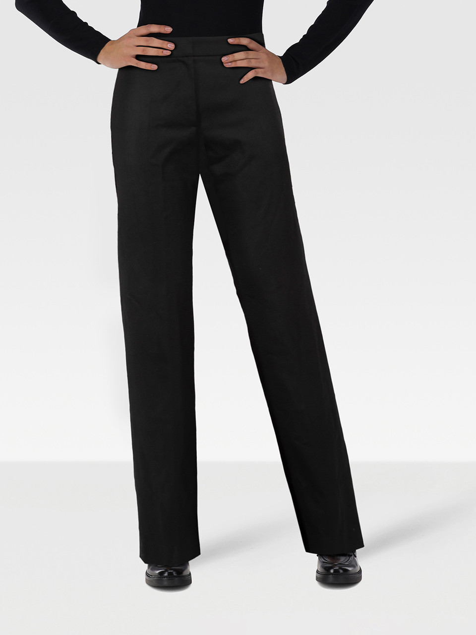 Moschino Black Virgin Wool Straight Leg Trousers