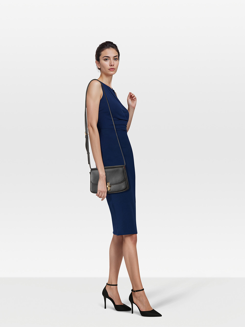 The Row Black Leather Sofia Crossbody Bag