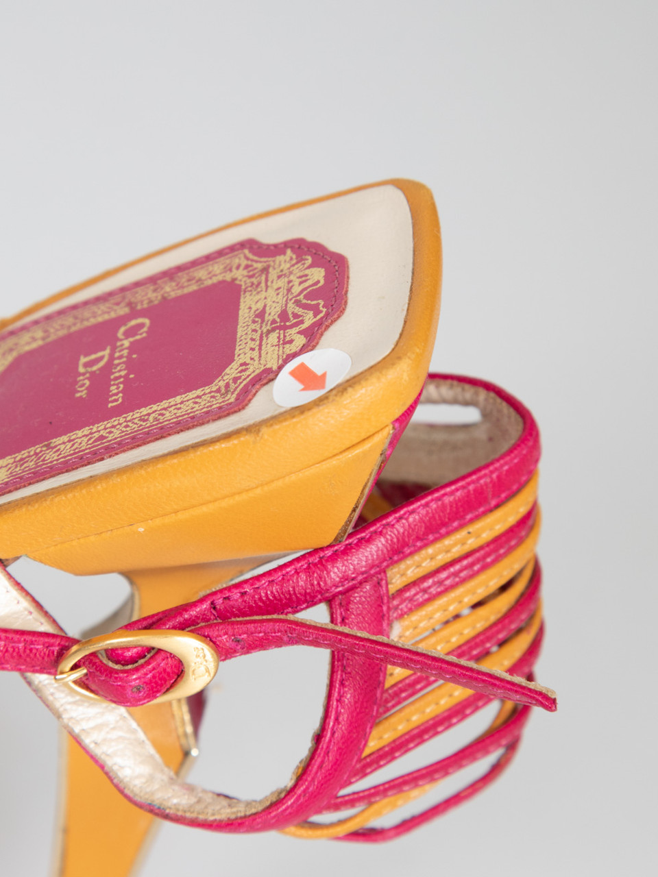 Dior Strappy Pink & Orange Leather Heels