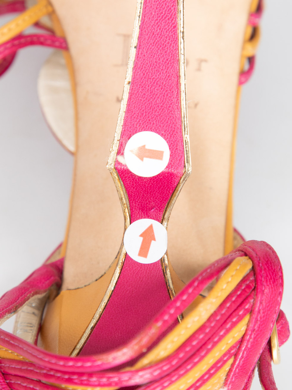 Dior Strappy Pink & Orange Leather Heels