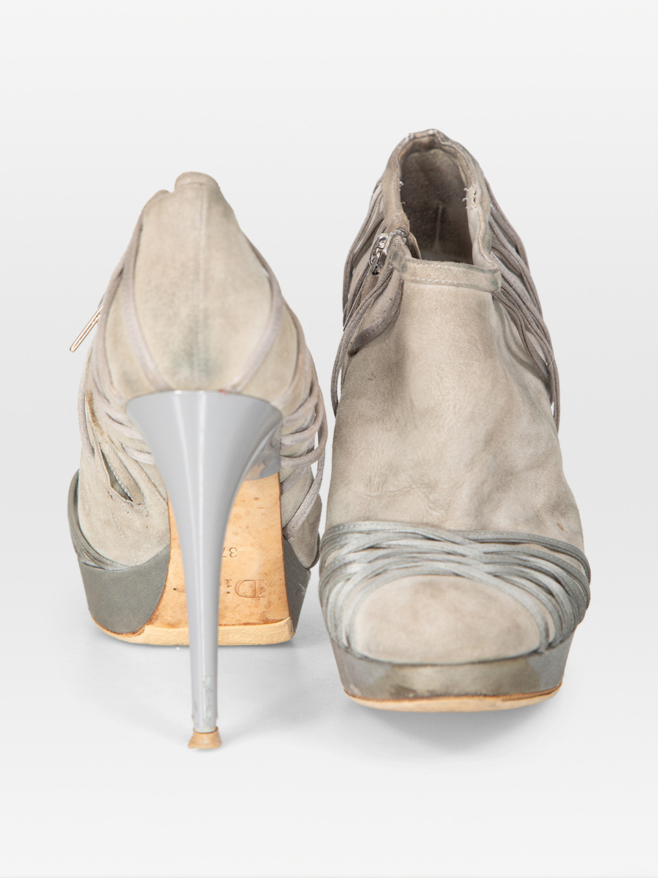 Dior Grey Suede Closed Toe Platform Heels