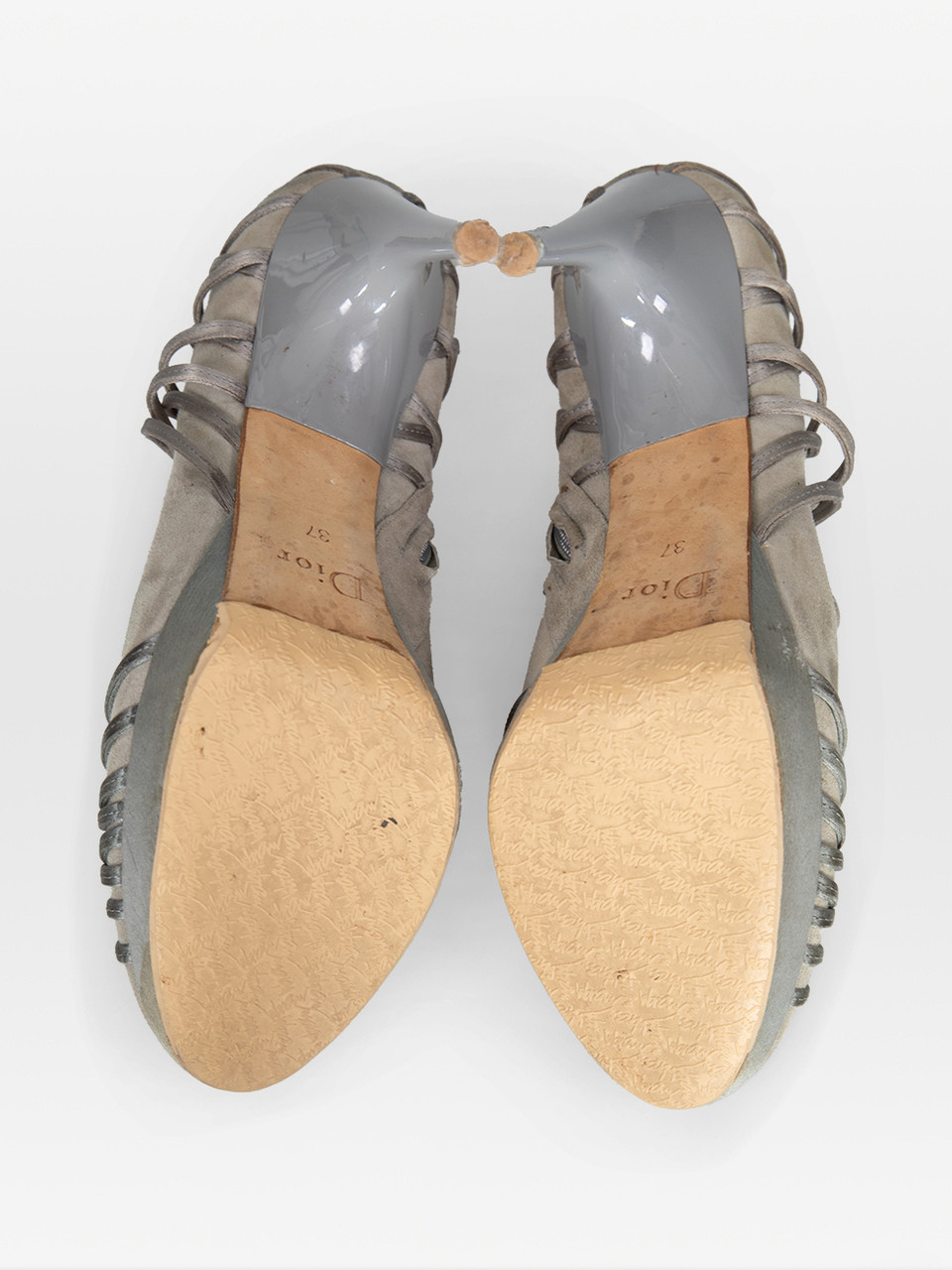Dior Grey Suede Closed Toe Platform Heels