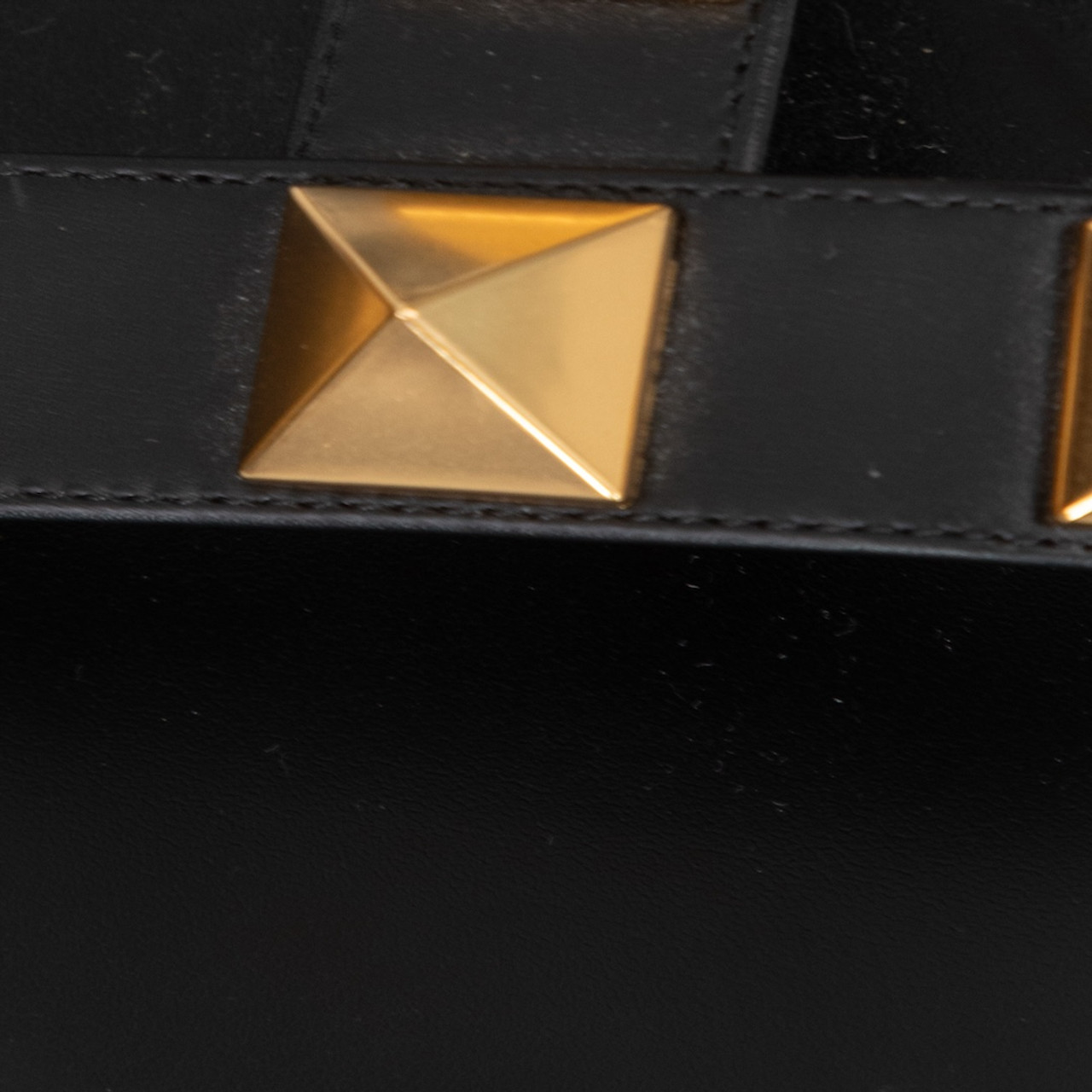 Valentino Garavani Black Leather Roman Stud Sandals