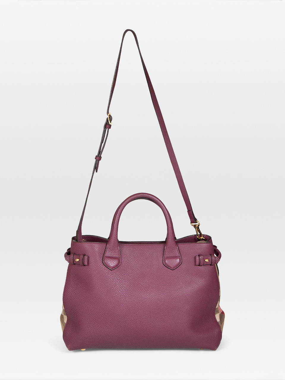Burberry Burgundy Leather Banner Handbag