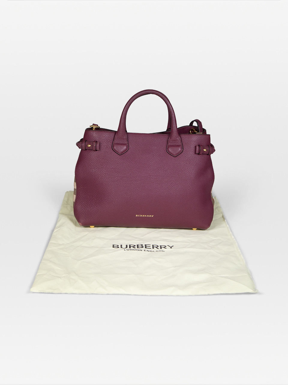 Burberry Burgundy Leather Banner Handbag