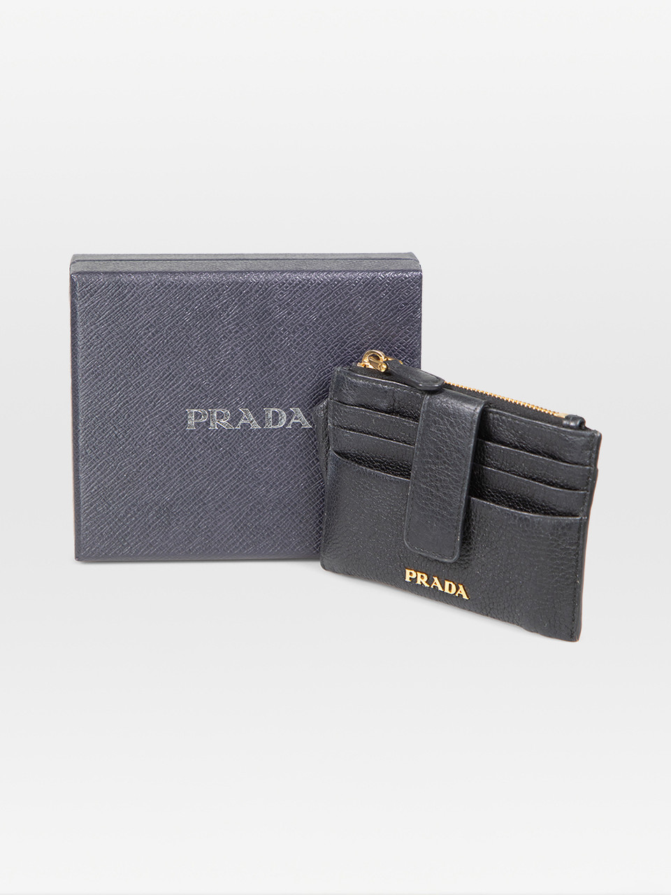Prada Black Leather Logo Wallet