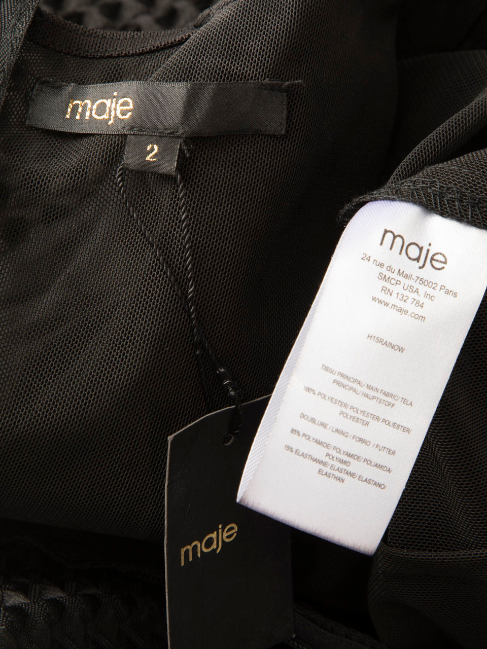 Maje Black Layered Detail Mini Dress