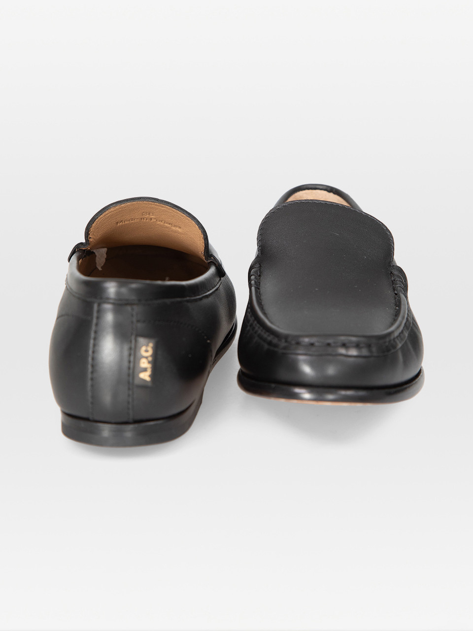 A.P.C. Black Leather Mocassin Loafers