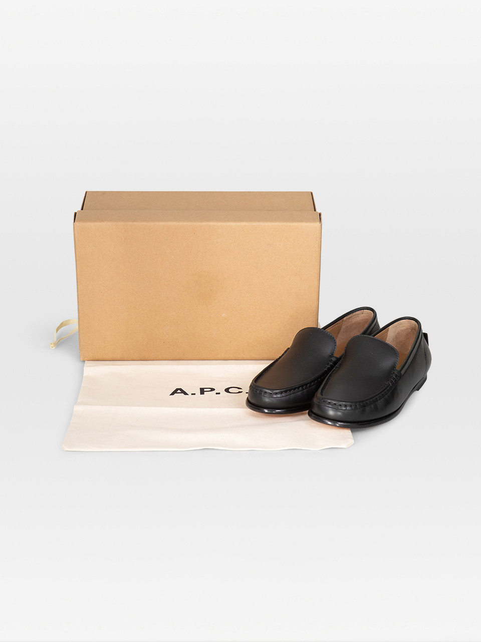 A.P.C. Black Leather Mocassin Loafers