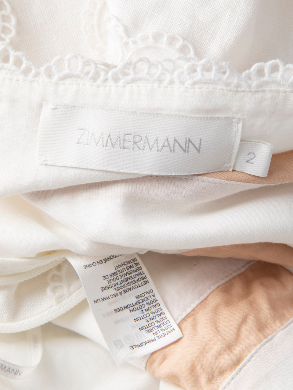 Zimmermann White Sleeveless Lace Trim Top