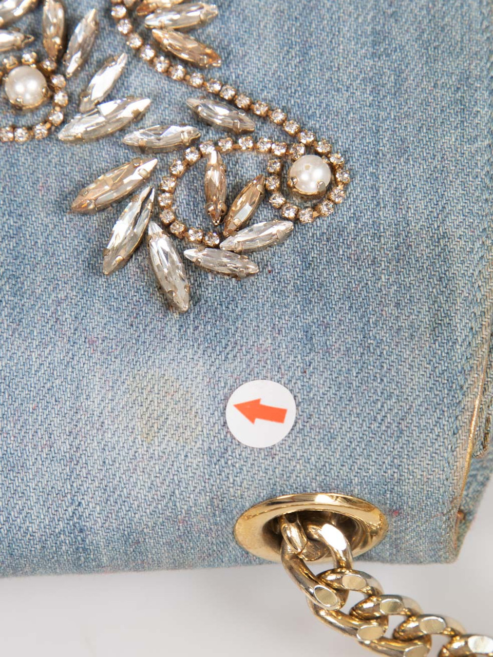 Rene Caovilla Blue Denim Embellished Crossbody Bag