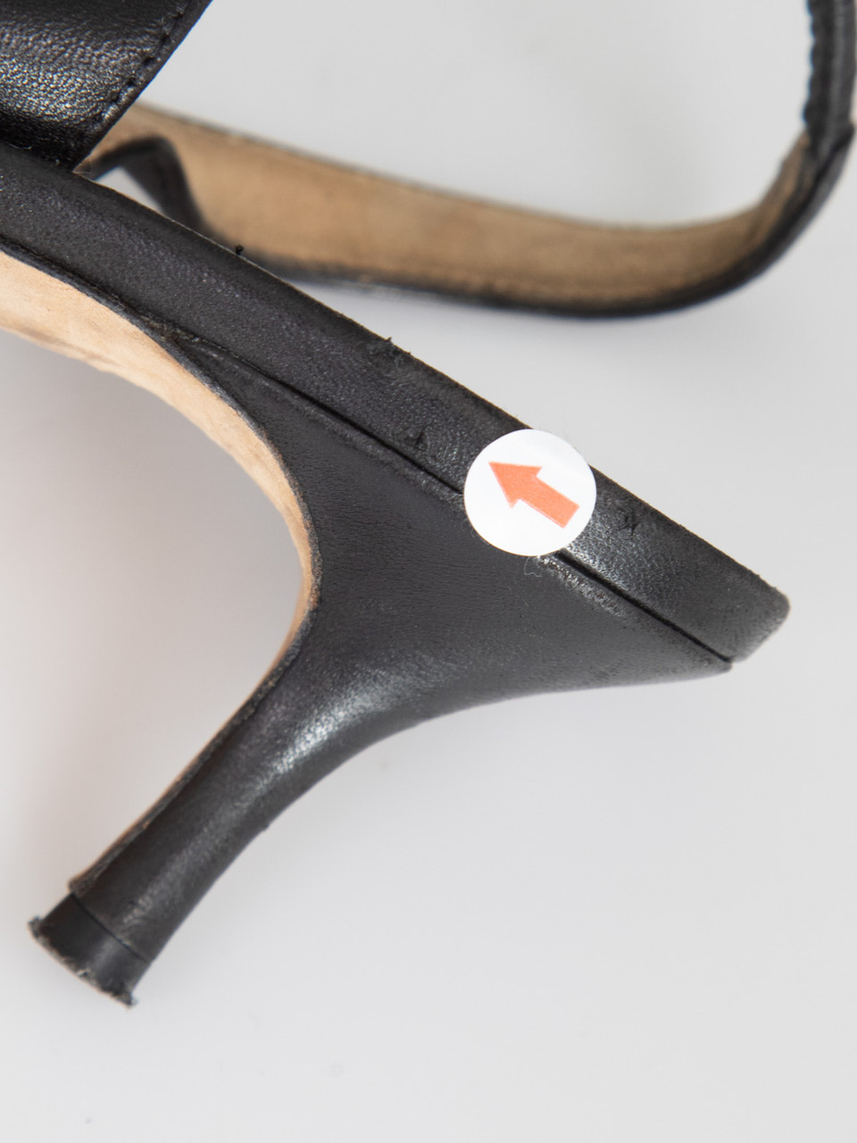 Manolo Blahnik Black Leather Slingback Kitten Heels