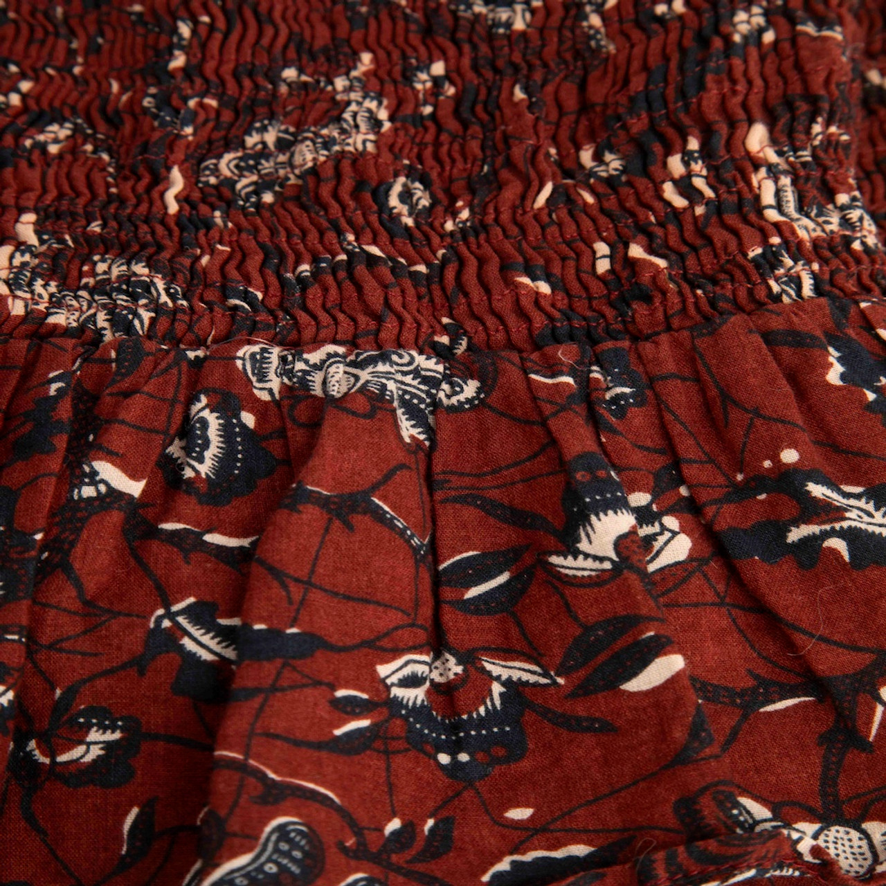 Isabel Marant Burgundy Shirred Floral Skirt